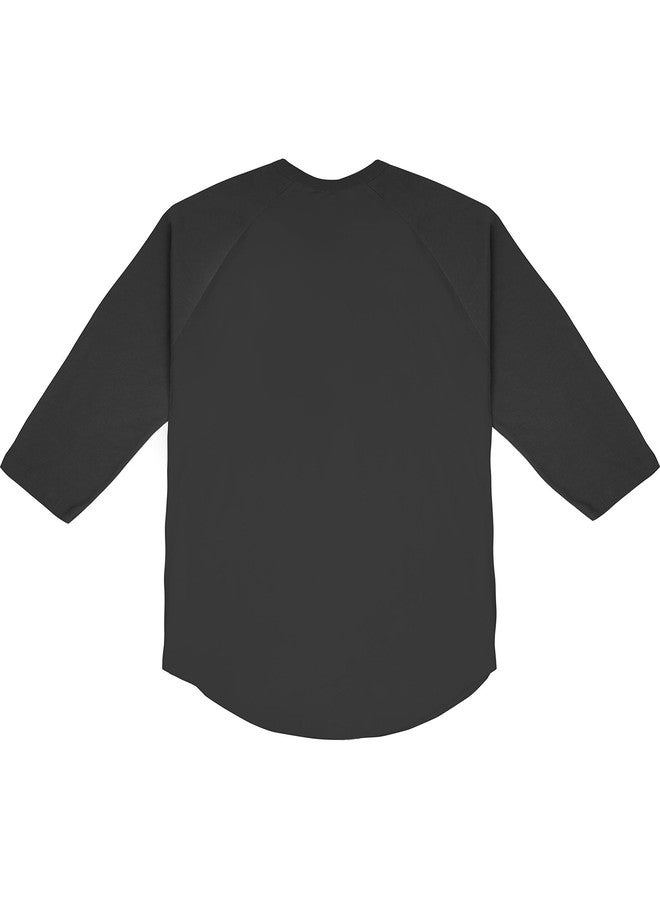 Hat and Beyond Mens Vintage Baseball Raglan 3/4 Sleeve Plain Casual Tee Basic Active T Shirts (X-Large, 1hc08_Black/Black) - Image 3